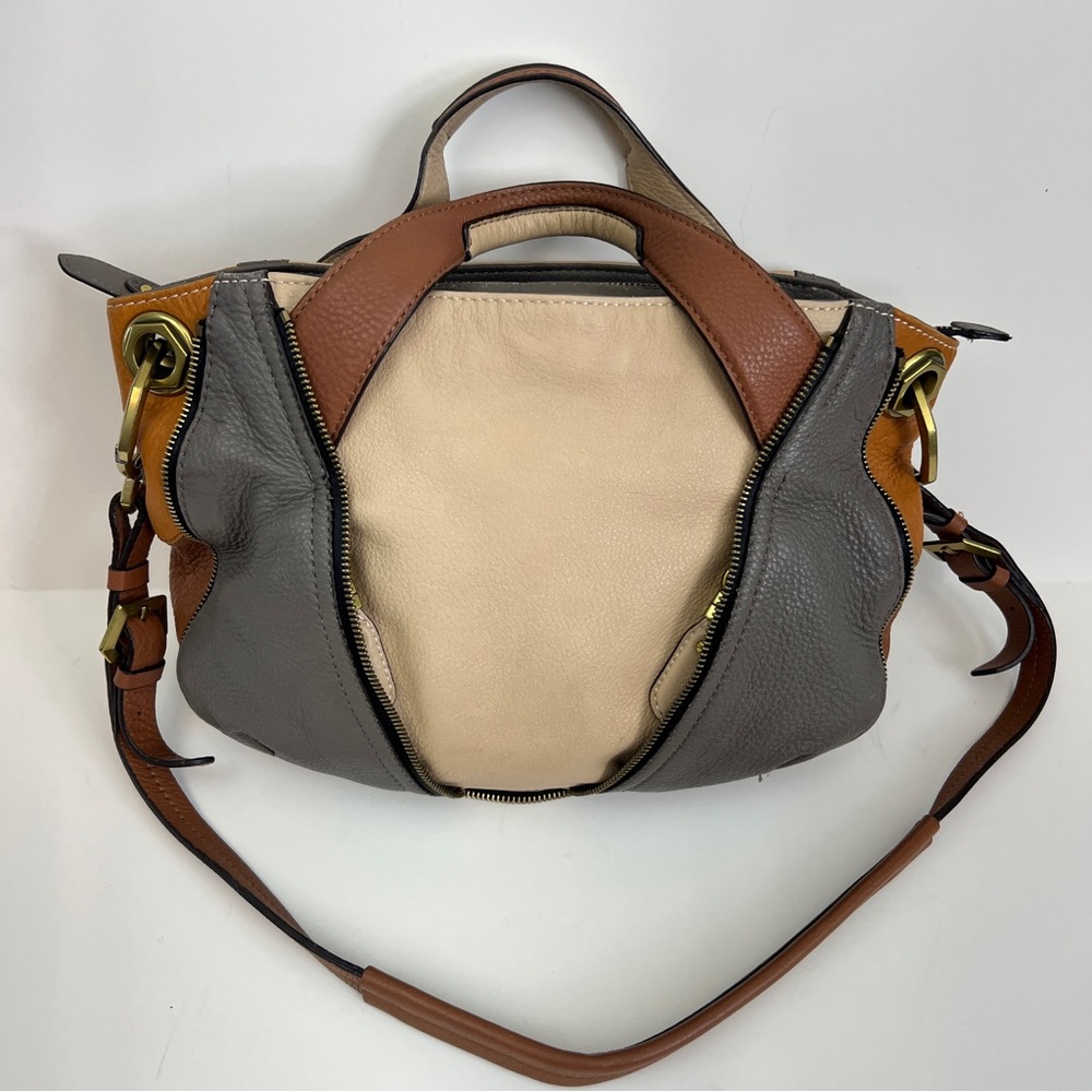 orYANY Bag Lian Color-block Pebbled Leather Shoulder Purse Satchel Zipper Detail